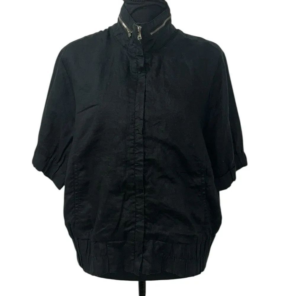 Mossimo Linen Black Crop Zipper Jacket(Size XL)